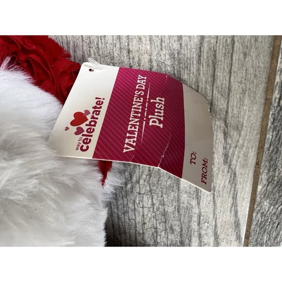 Teddy‎ Bear Plush Red Roses Bow 14" Valentine Love Way to Celebrate White NWT - Picture 8 of 12